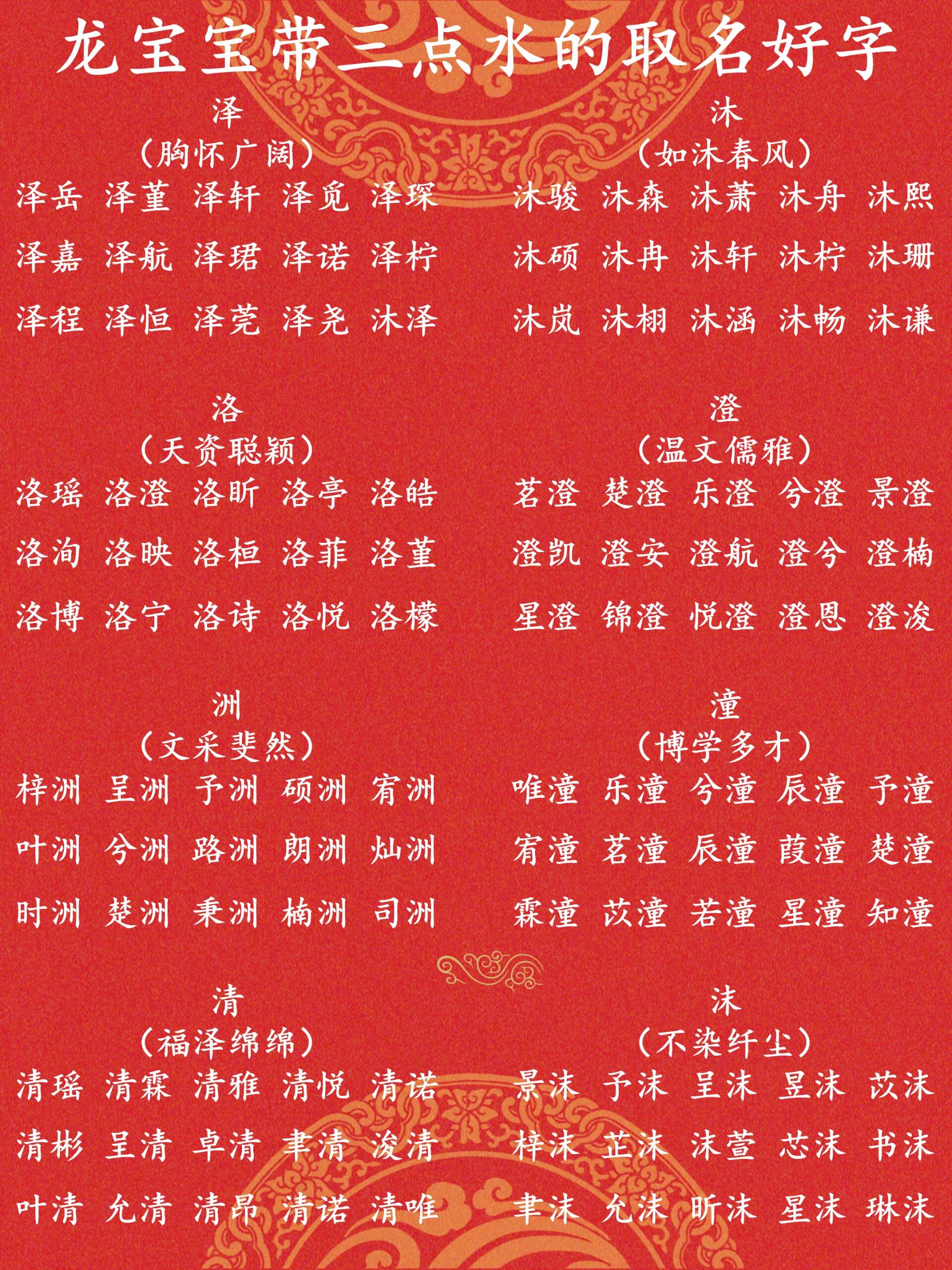 三点水旁的吉祥名字，流淌着好运与福气的选择