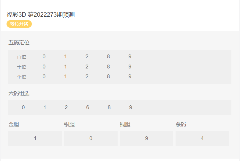 福彩3D预测